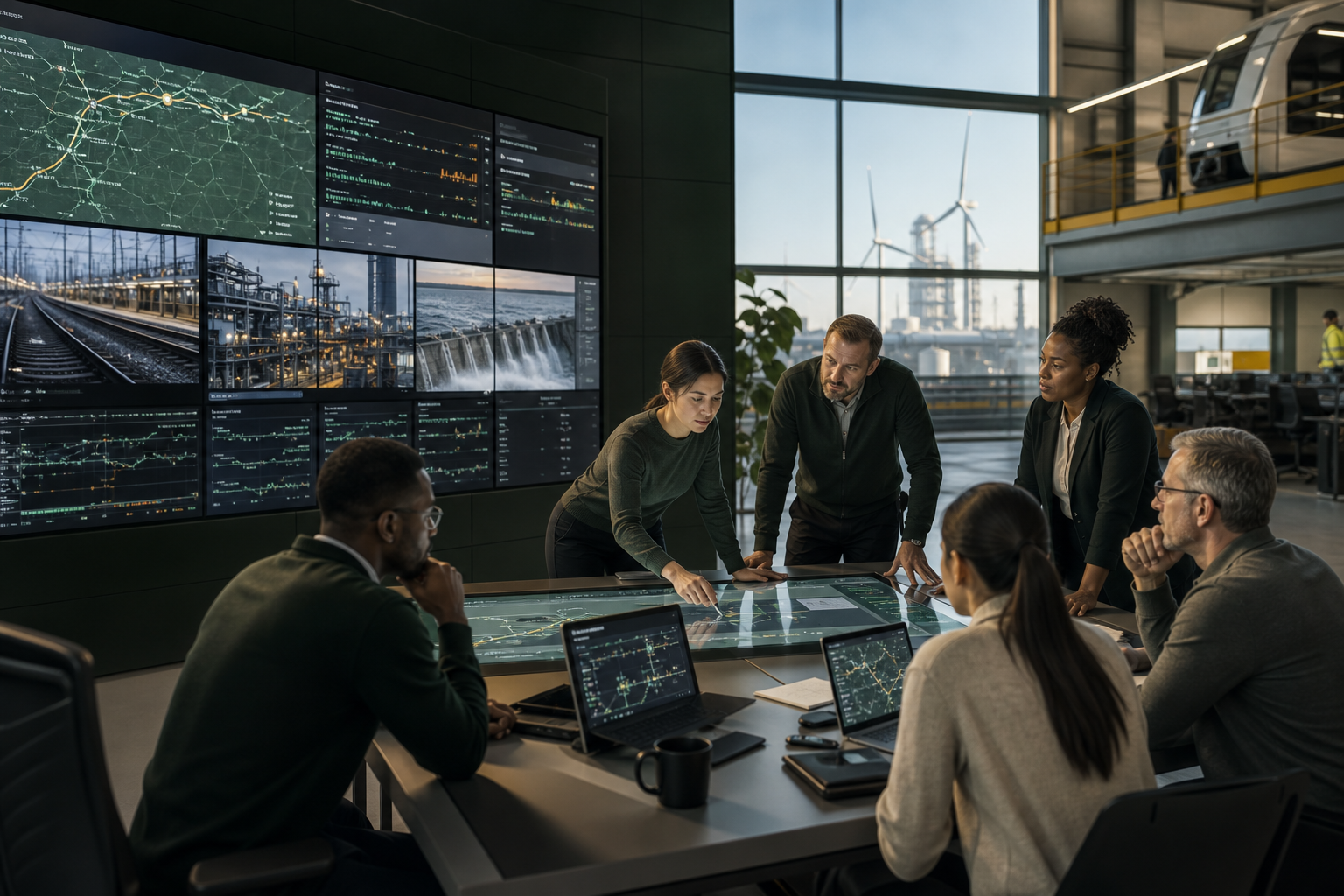 Cybersecurity and engineering teams collaborating in a critical infrastructure environment